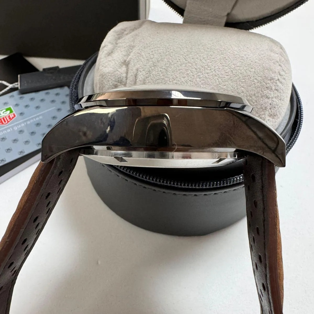 TH Carrera Chronograph Black Brown Leather Strap