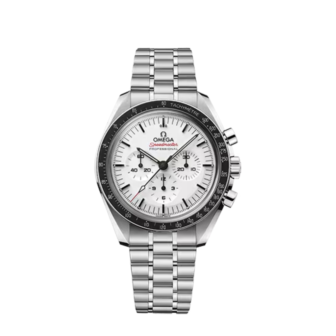 Speedmaster Co-Axial White/Black – 42 mm Leather Strap