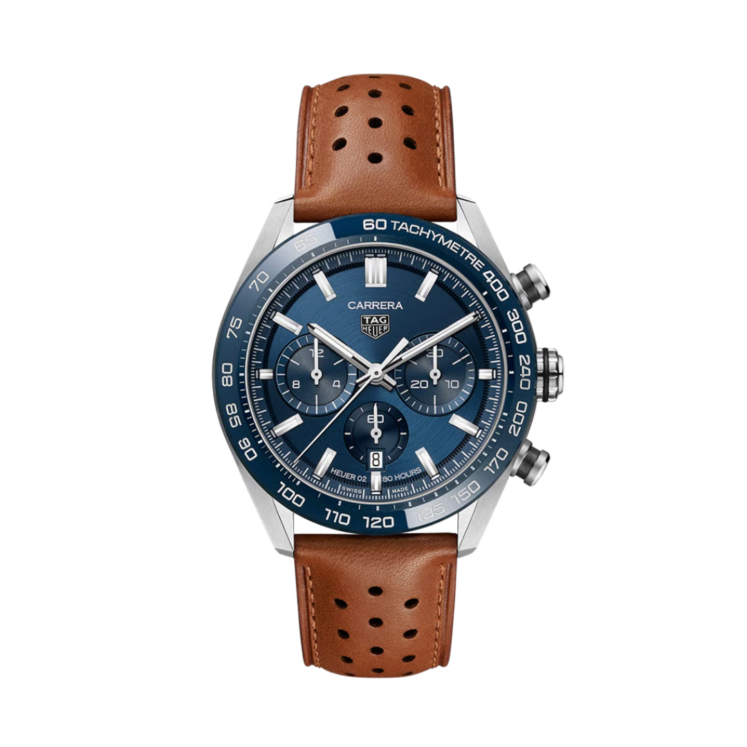 TH Carrera Chronograph – Blue/Brown – Heuer 02 – 80 Hours