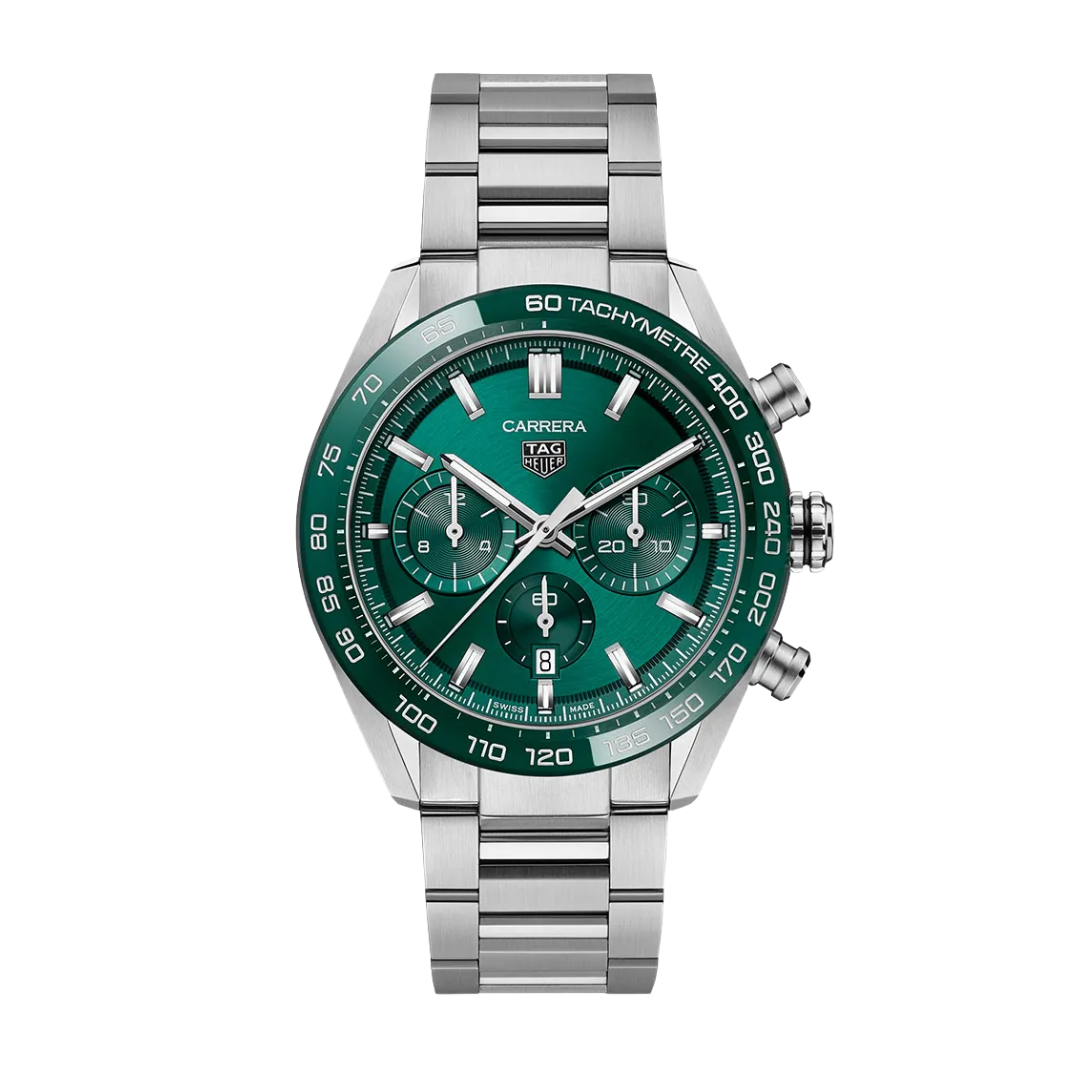 TH Carrera Chronograph – Emerald Green | Stainless Steel Bracelet