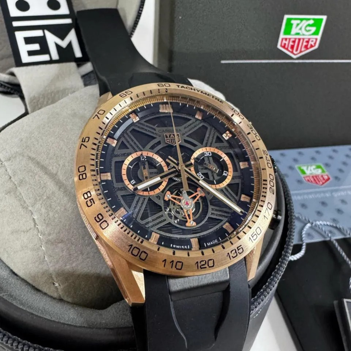 TH Carrera Skeleton Tourbillon – Rose Gold Black