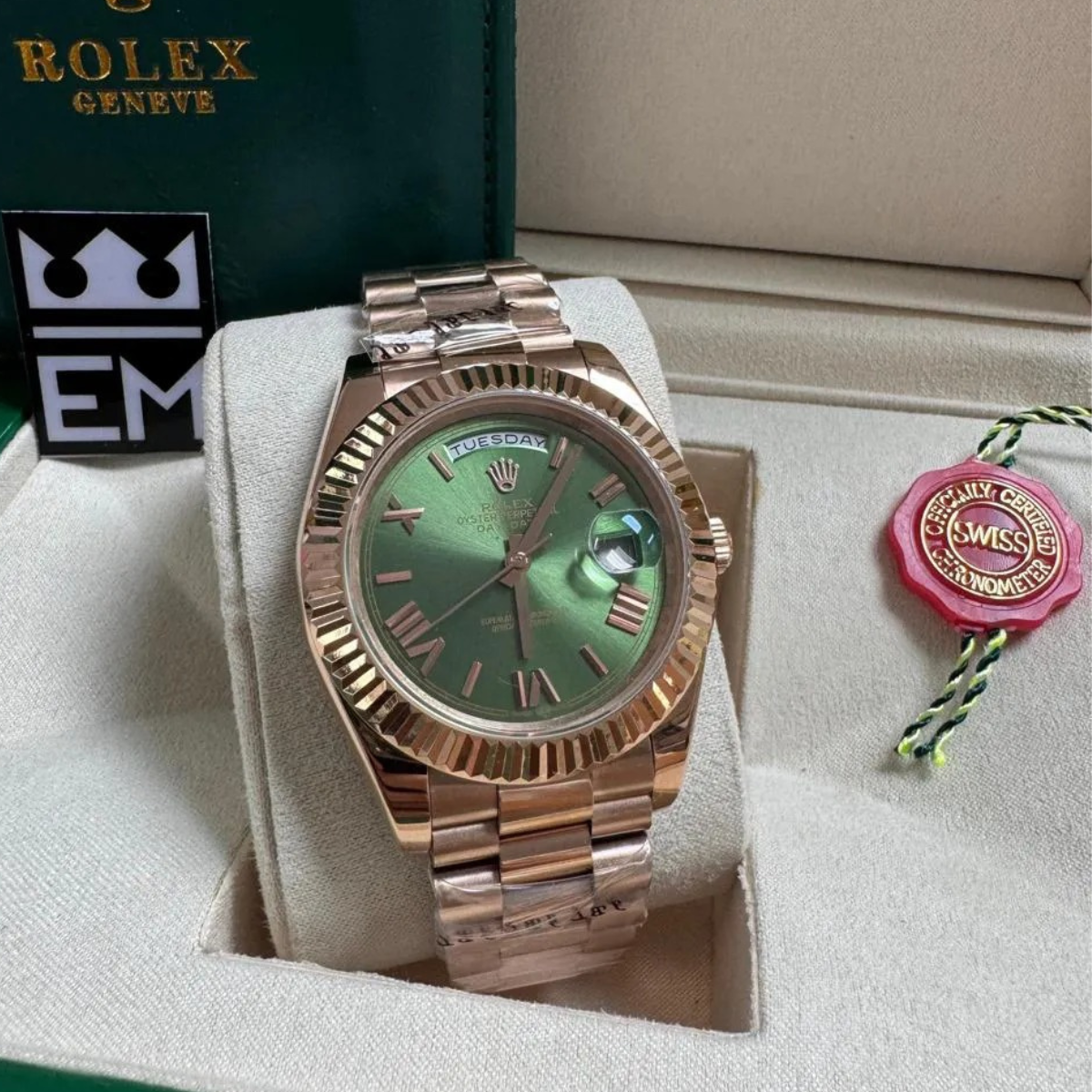 RX Day-Date 40 – Green Dial with Roman Numerals B