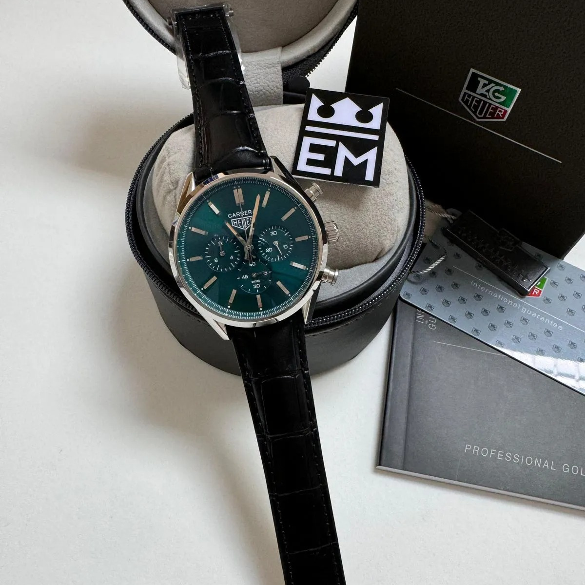 TH Carrera Chronograph – Emerald Green Dial Leather Strap