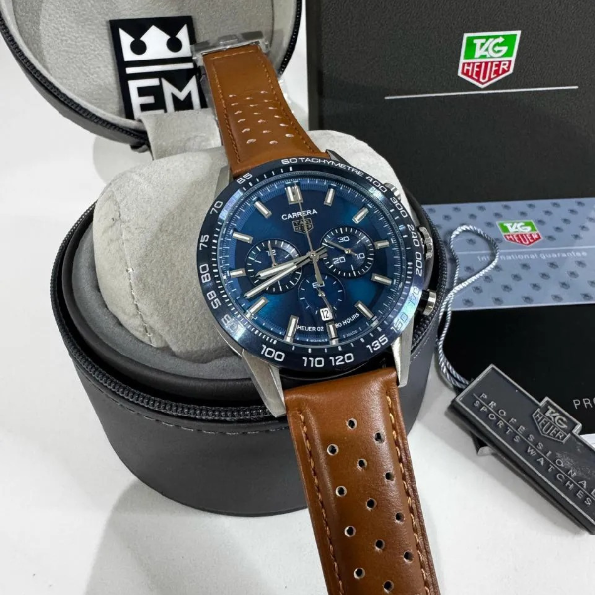 TH Carrera Chronograph – Blue/Brown – Heuer 02 – 80 Hours