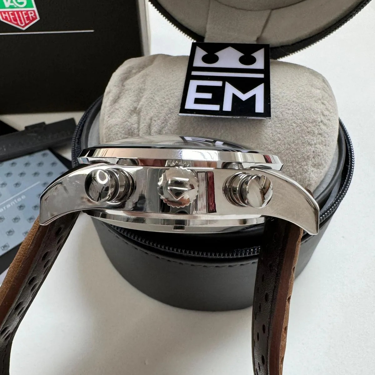 TH Carrera Chronograph Classic White Leather Strap