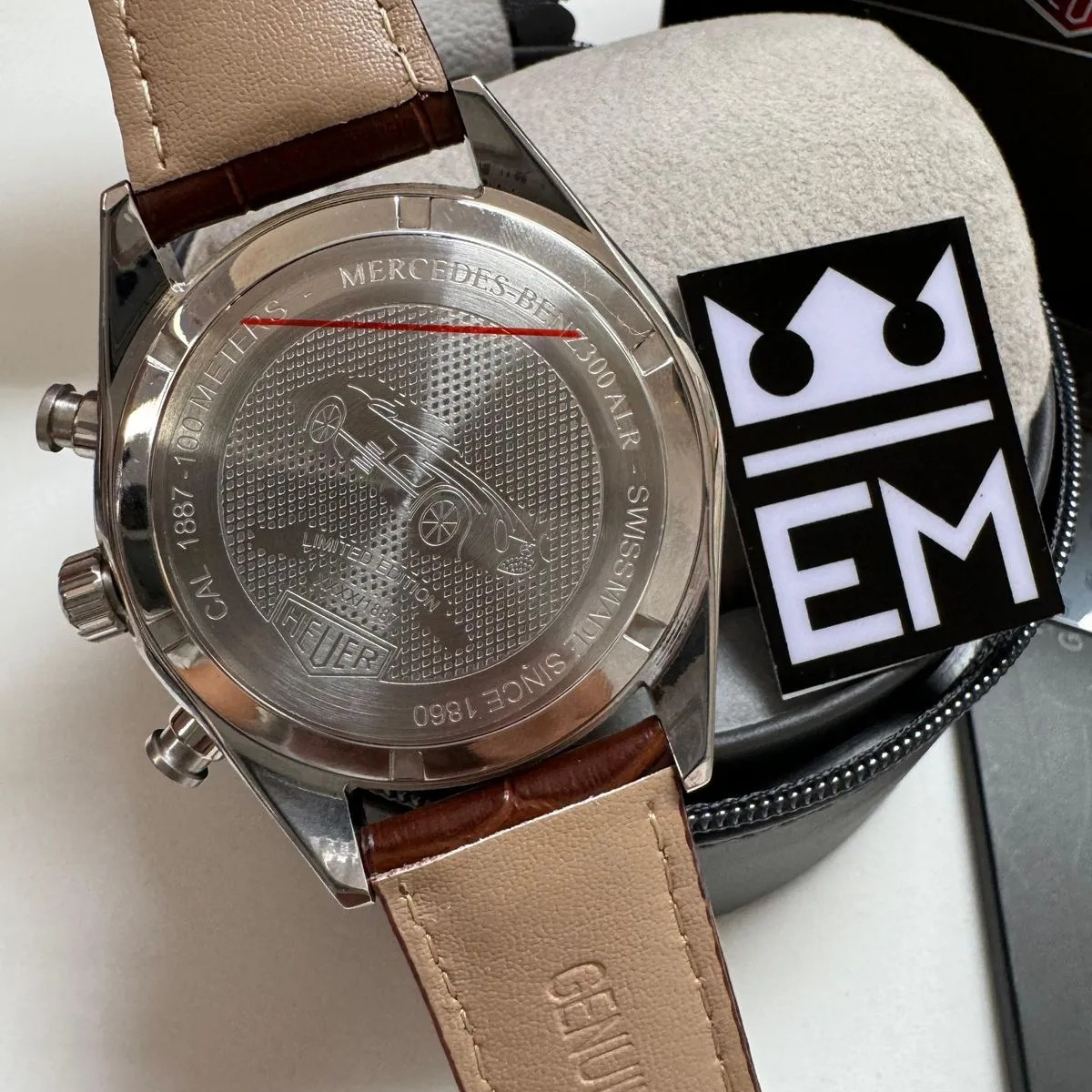 TH Carrera Chronograph – Silver/Rose Gold Brown Leather Strap