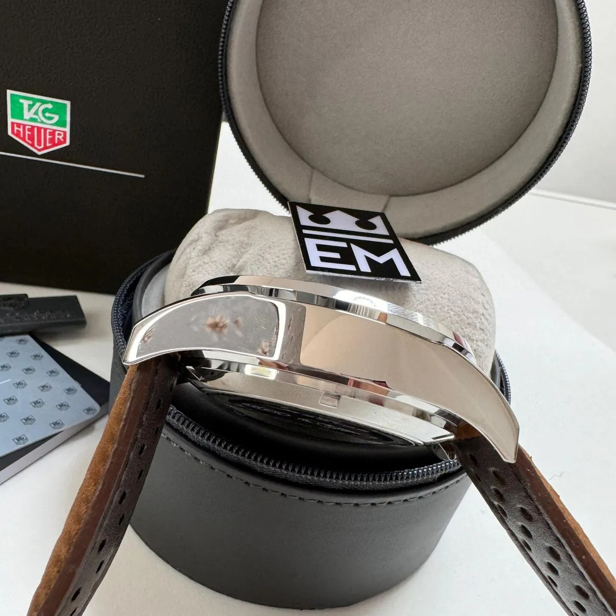 TH Carrera Chronograph Classic White Leather Strap