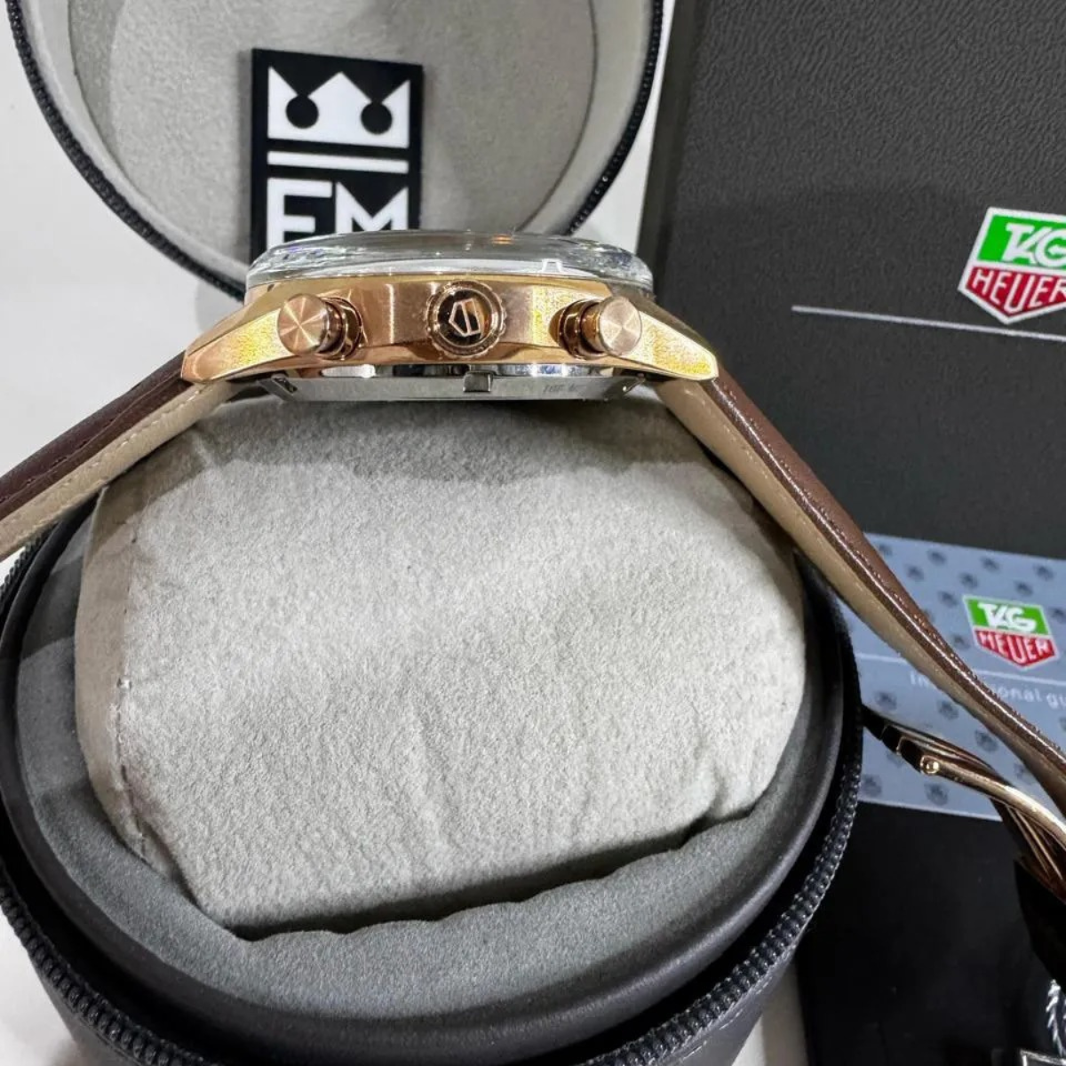 TH Carrera Chronosprint – Silver/Red – Brown Leather Strap