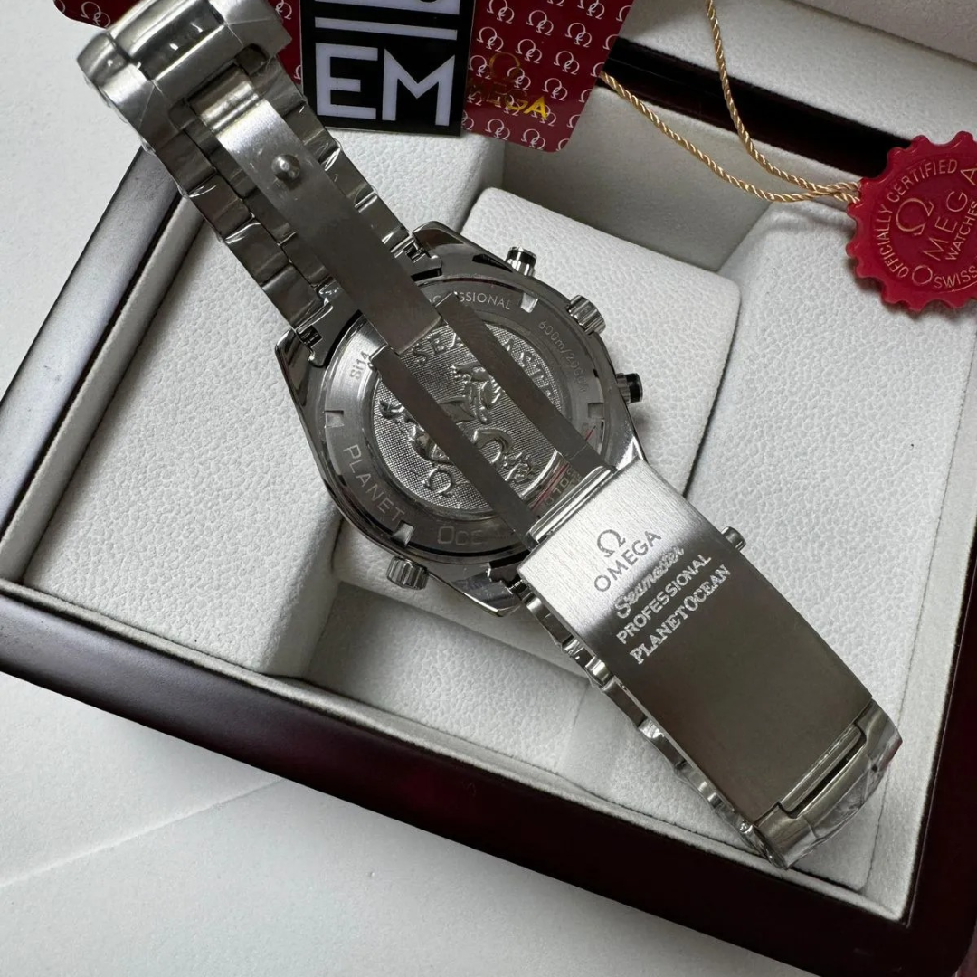 Seamaster Planet Ocean Chronograph – Black & Orange | Stainless Steel Bracelet