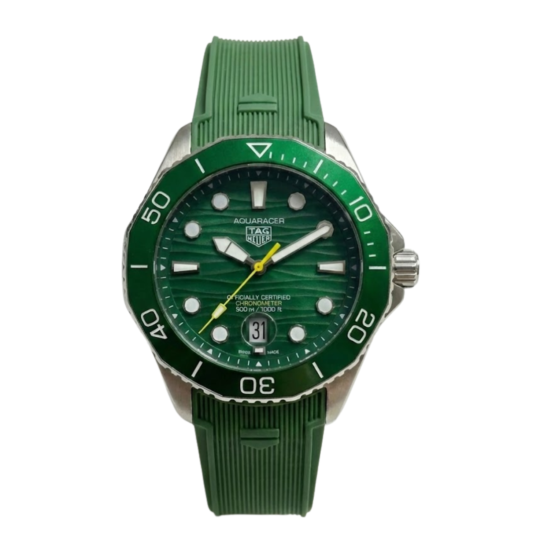 TH  Aquaracer Green Chronometer 300M Rubber Strap