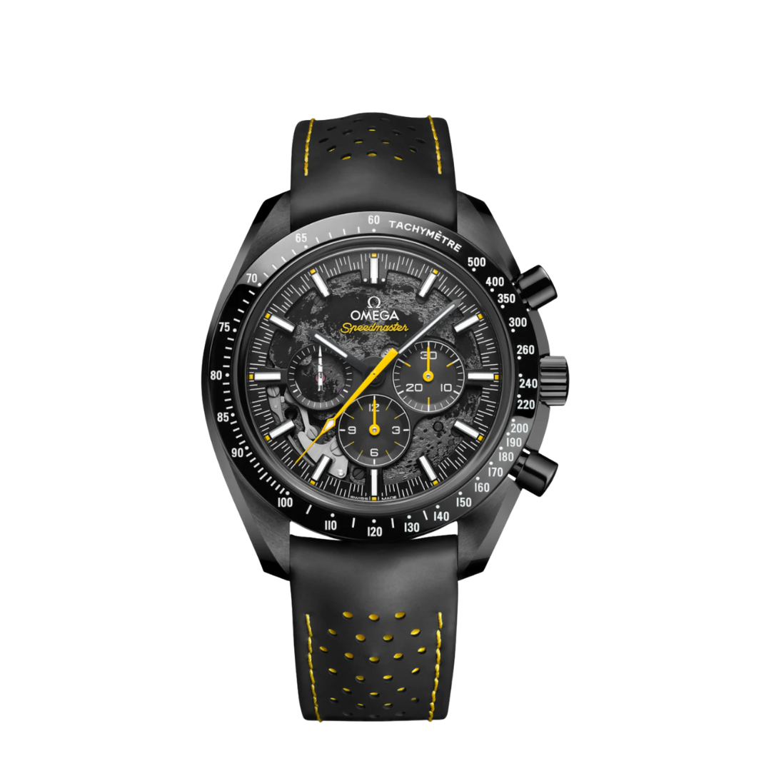 Speedmaster Racing Co-Axial Chronograph Black/Yellow – 44 mm Perforated Leather Strap