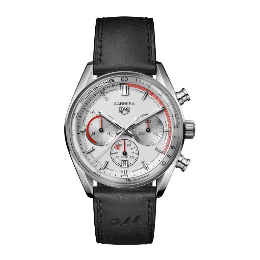 TH Carrera Chronosprint – Silver/Black – Leather Strap