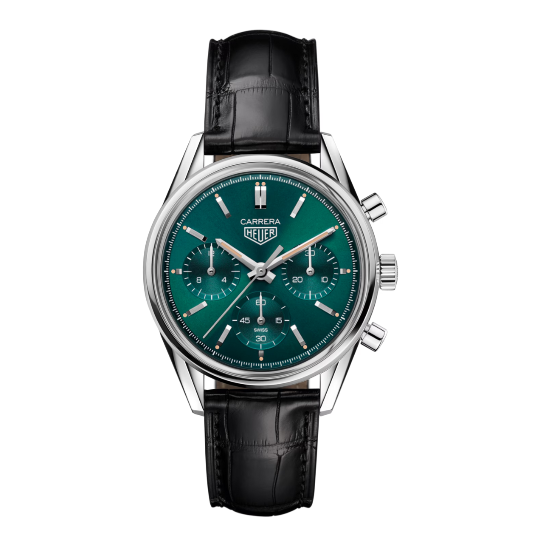 TH Carrera Chronograph – Emerald Green Dial Leather Strap