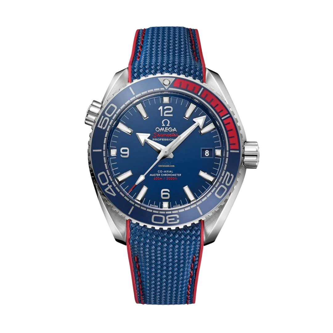 Seamaster Planet Ocean “Co-Axial Master Chronometer” – Blue/Red | Textile Strap
